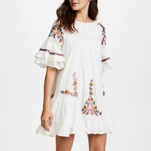 Free People Pablo Ivory Embroidered Boho Dress
